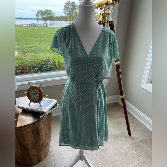 NY&Co Eva Mendes Polka Dot Wrap Dress - Picture 1 of 11